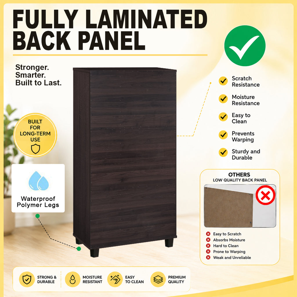 Ishani Shoe Cabinet Carb-P2 Certified Laminated Board Fully Laminated Back Panel