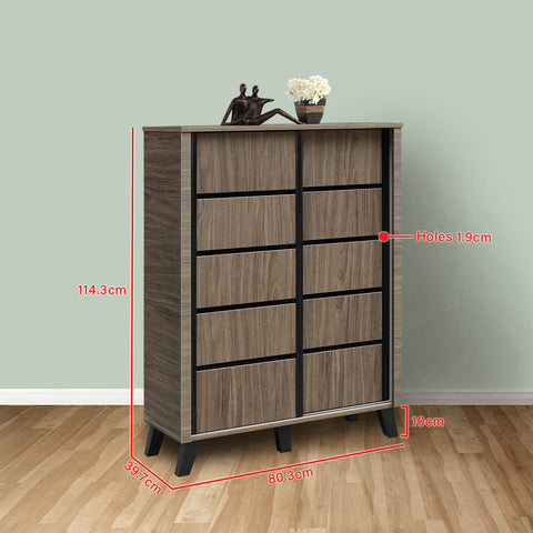 Image of Peony Sliding Door Shoe Cabinet with 6 Shelves
