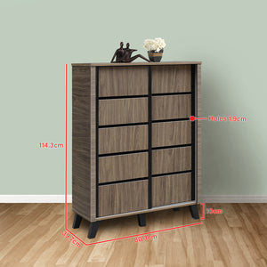 Peony Sliding Door Shoe Cabinet with 6 Shelves