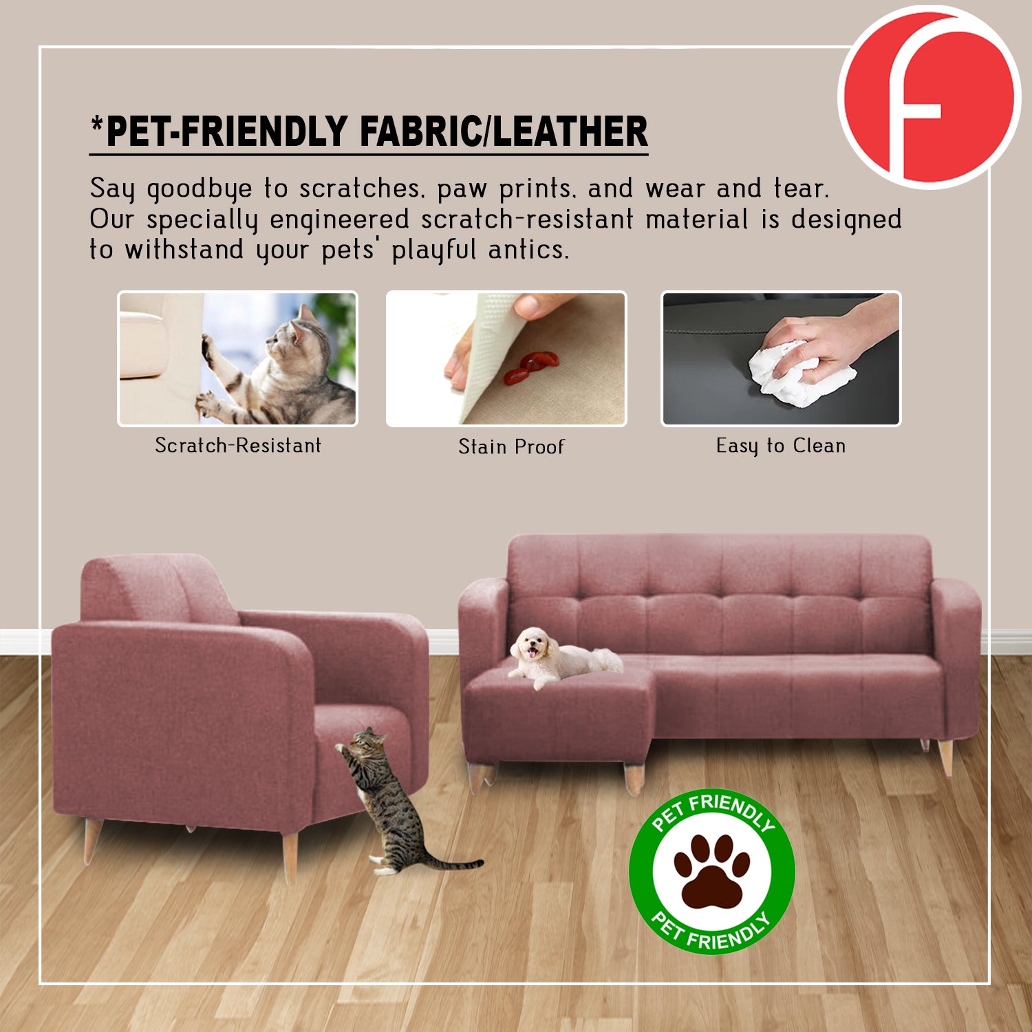 Matias 1/2/3-Seater Sofa with Stool High Density Foam w/ PetFriendly Options