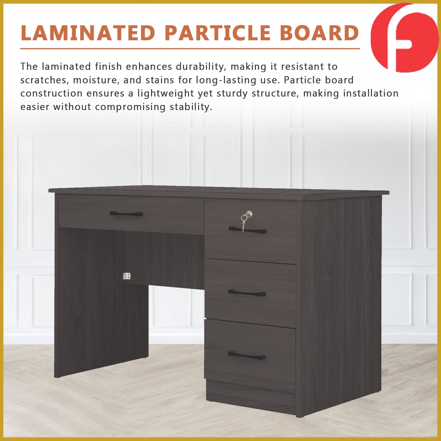 Paxx Study Computer Office Table with Drawer w/ Lock in 4 Colours