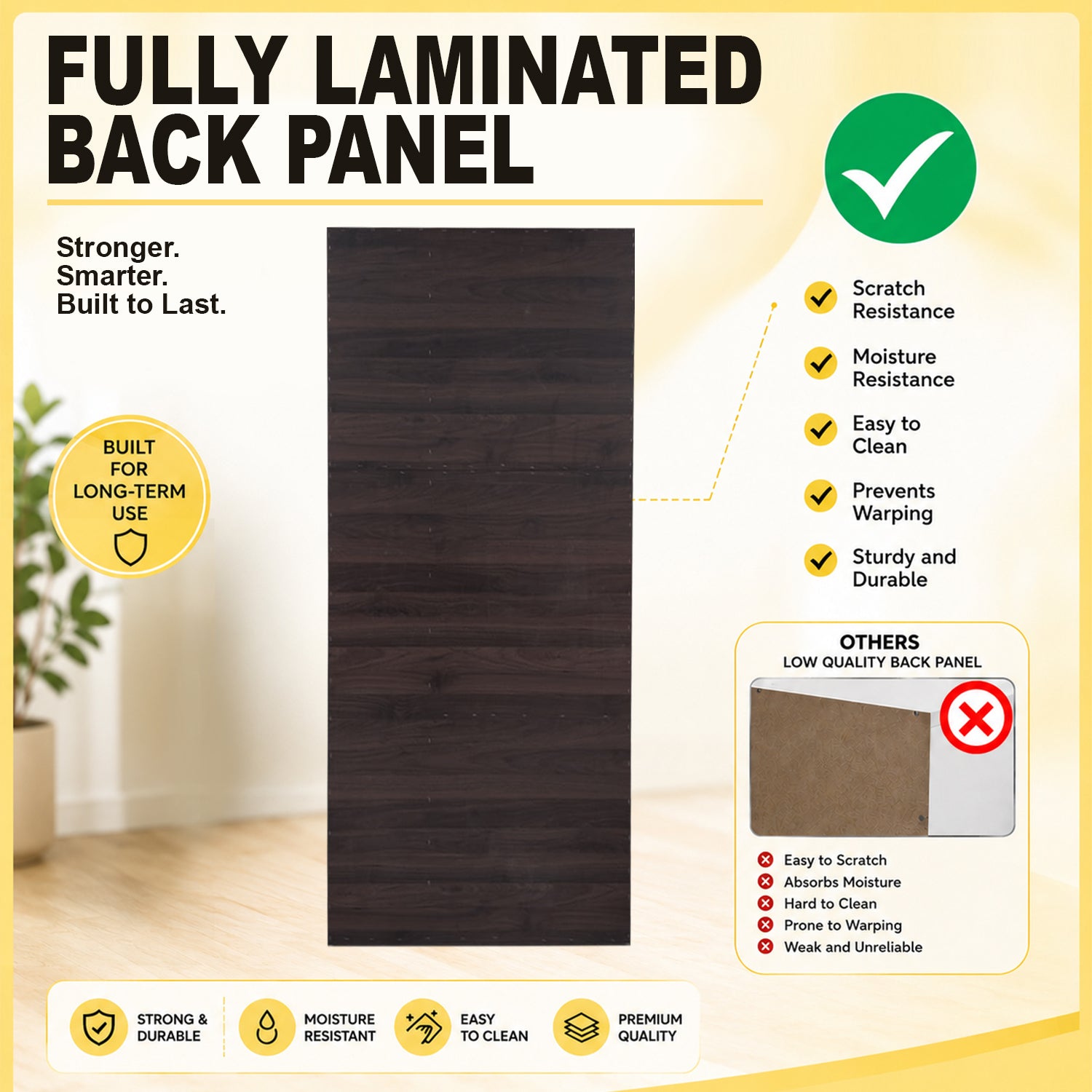 Percy Premium 2 Feet 2 Doors Wardrobe CARB-P2 Certified Laminated Back Panel - Free Install