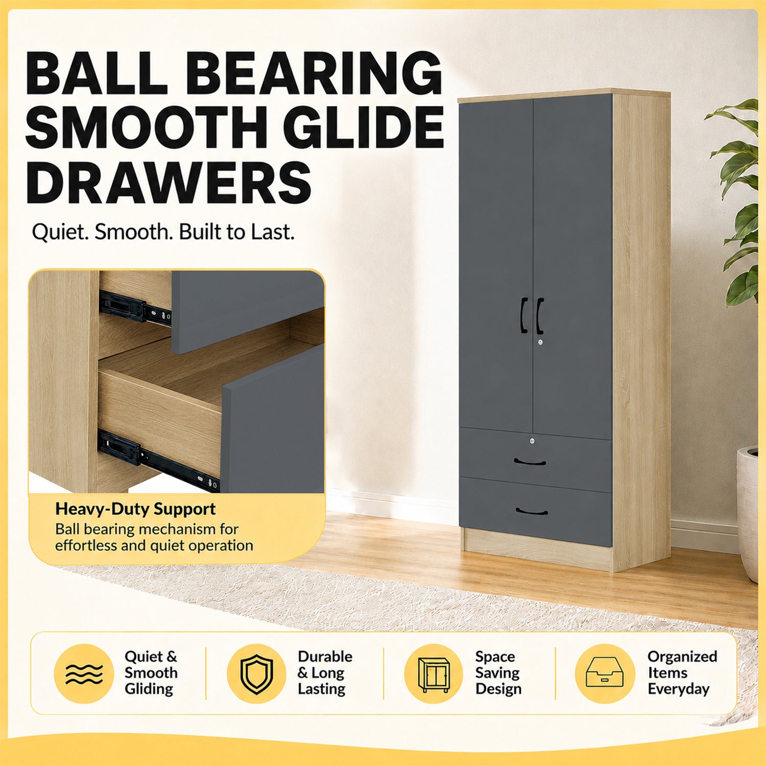 Florence CARB-P2 Certified Board 1-5 Doors Tall Wardrobe with Drawers and Top Cabinet