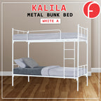 Kalila Metal Double Decker Bed Frame With Mattress Package In Black & White Color