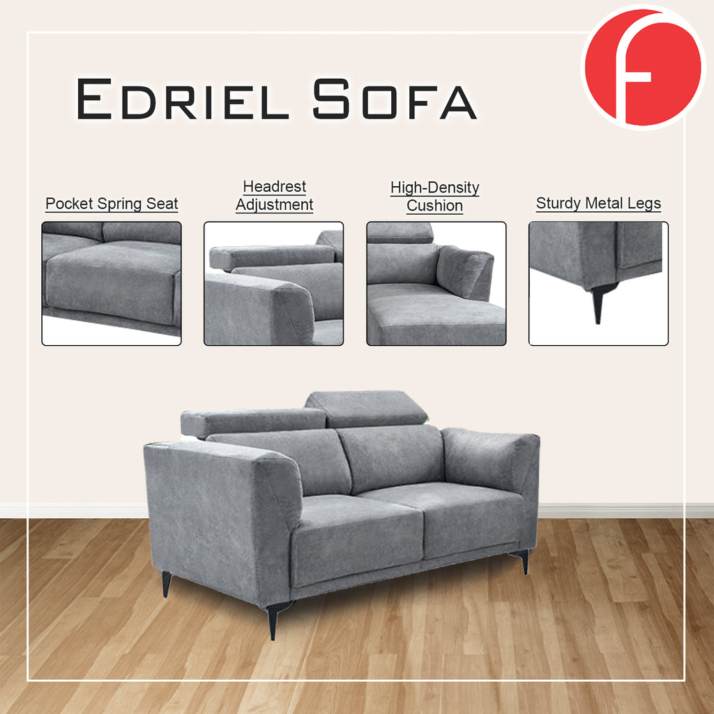 Edriel 2/3-Seater L-Shaped Sofa Scratch-Proof Upholstered Pet-Friendly in 50 Colors