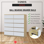 Ignos 10 Drawers Premium Chest of Drawers Full Laminated Back Panel in 6 Colours