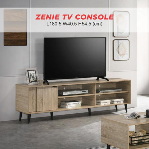 Image of Zenie TV Console with Cabinets in Natural Color