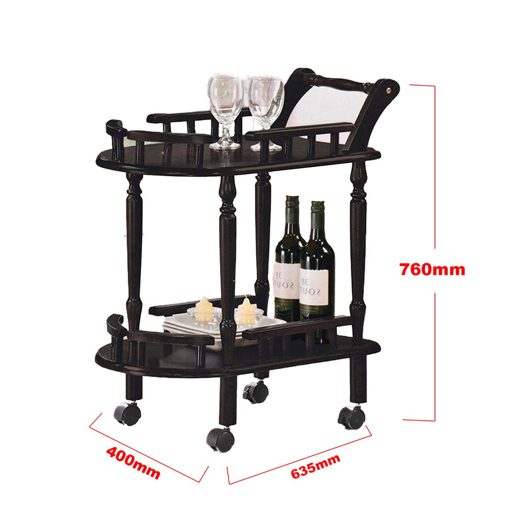 Classic Elegant Heavy Duty Dining/Kitchen Trolley Cart in Wooden Wenge