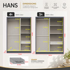 Hans 4FT/5FT/6FT 2-Door Sliding Door Wardrobe CARB-P2 Certified in White Wash or Black