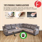 Lowen 5-Seater L-Shaped Corner Sofa with Pet-Friendly Fabric Scratch & Claw-Resistant
