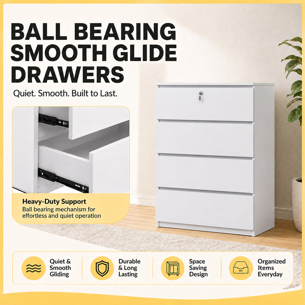 Ganon 3/4 Premium Chest of Drawers CARB-P2 Certified Board Full Laminated Back Panel