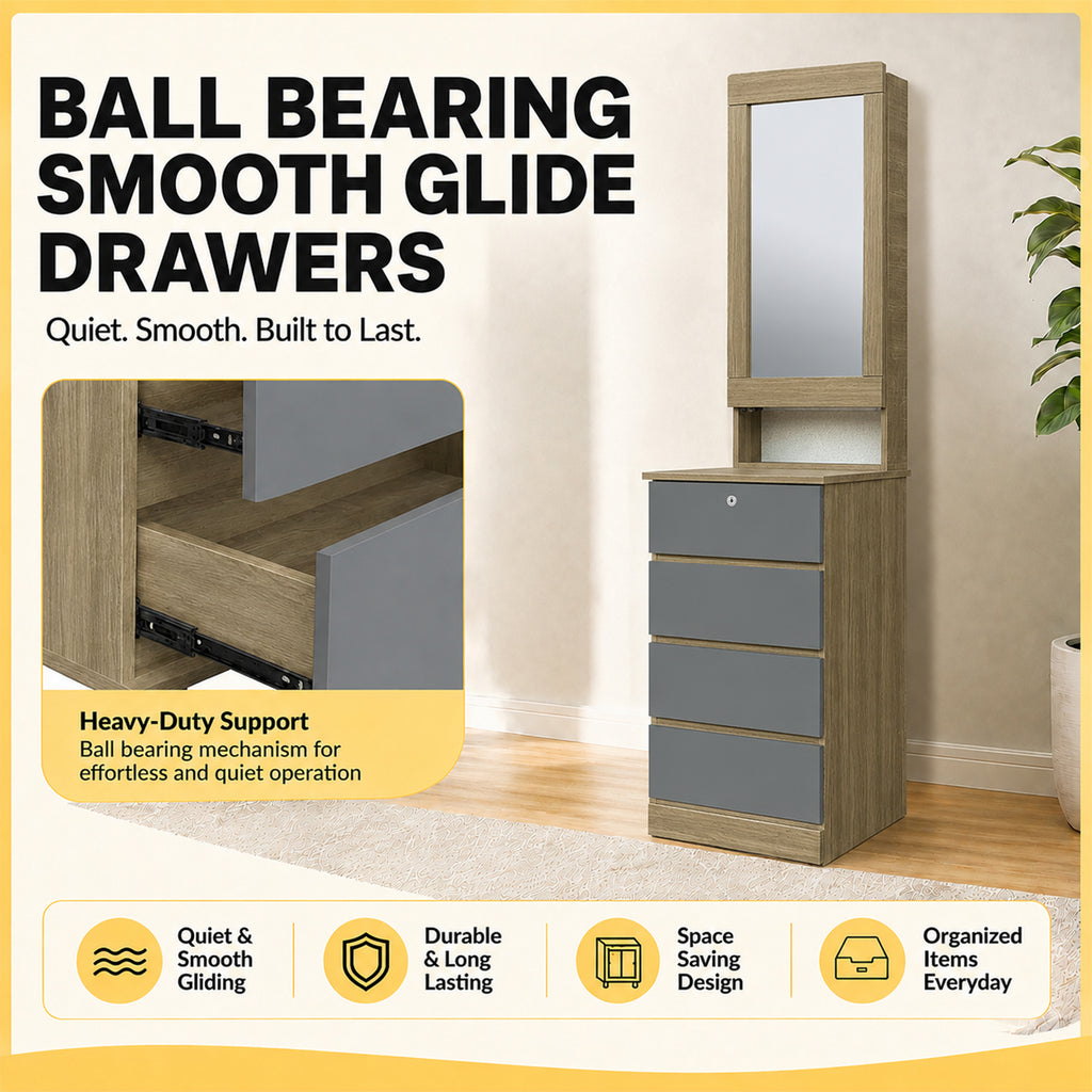 Welsh CARB-P2 Certified Board Dressing Table Smooth Gliding Drawer Dresser 6 Colours