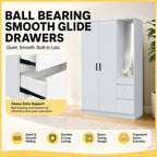 Sabine 3-Door Wardrobe Dresser CARB-P2 Certified Combo with Mirror and Drawers in 6 Colours