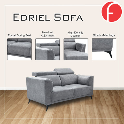 Image of Edriel 2/3-Seater L-Shaped Sofa Scratch-Proof Upholstered Pet-Friendly in 50 Colors