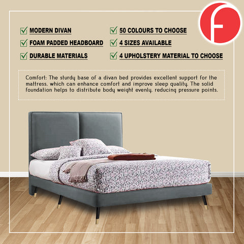Image of Newlin Divan Bed Frame w/ Mattress - PetFriendly Scratch Resistant Material -All Sizes
