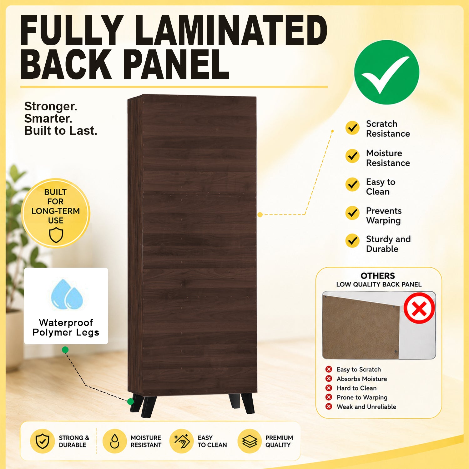 KYLEE 4 Doors Tall Shoe Cabinet Carb-P2 Certified With Air Ventilation Free Installation