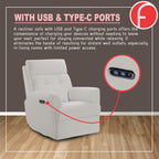 Relazo Single Electric Swivel Recliner Sofa w/ USB Type-C Charging Port PetFriendly (Model C)