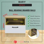 Bary Premium Bedside Table 1-Drawer Full Laminated Back Panel in 6 Colours