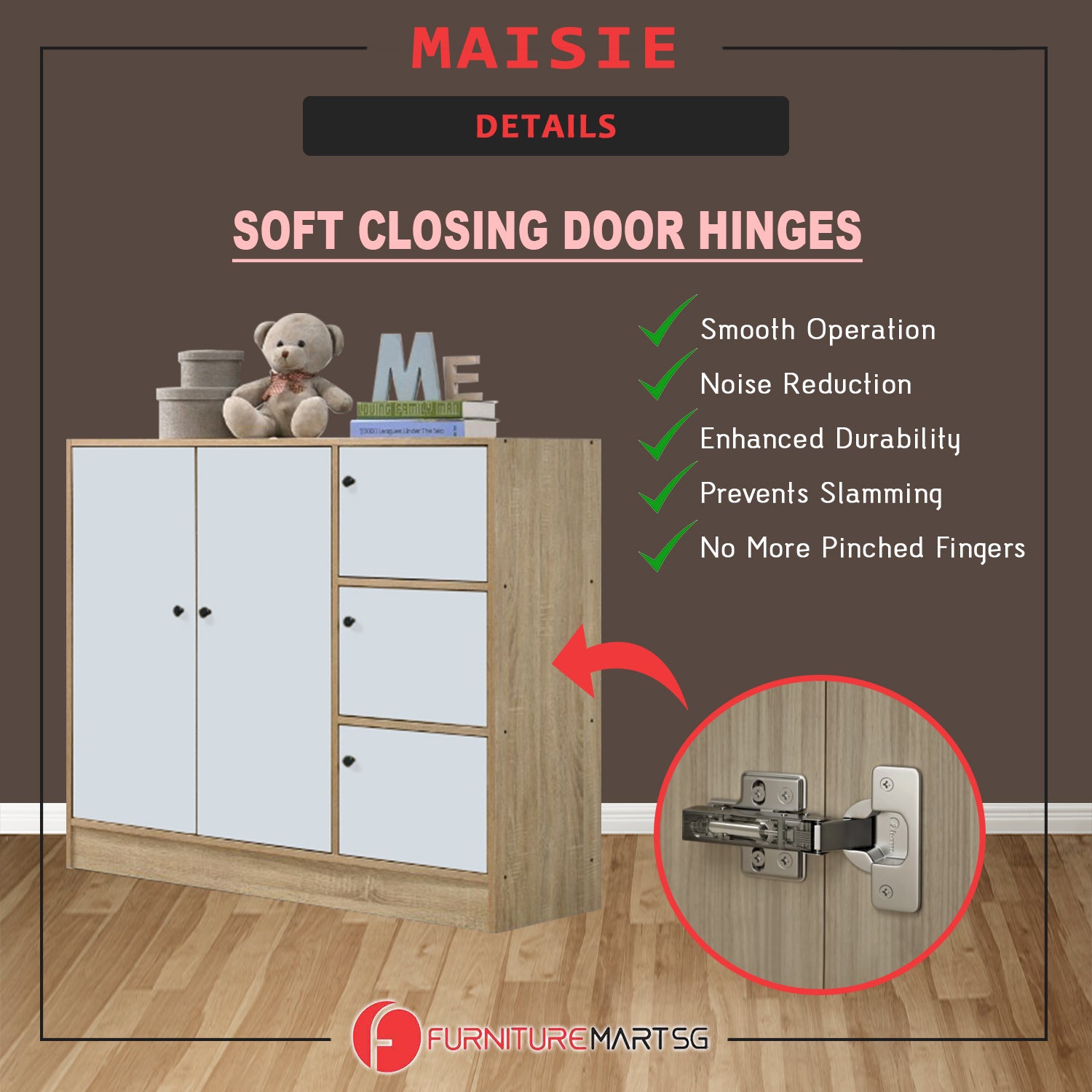 Maisie 3-Door Wardrobe Multi-Purpose Cabinets in 6 Colours