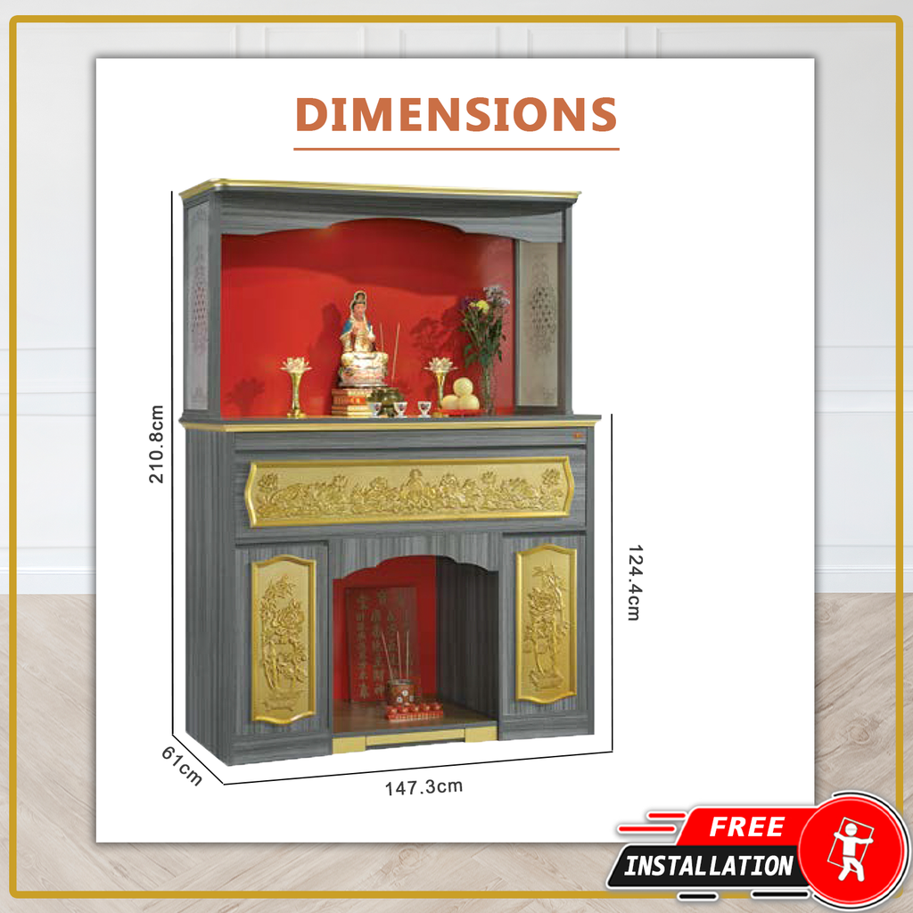 Lala Oriental Altar Table with Top Altar Cabinet Fire Resistant Altar Cabinet