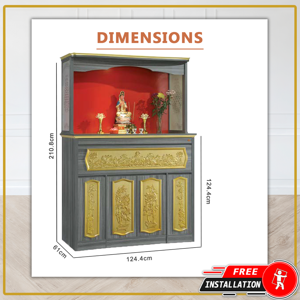 Marciano Oriental Altar Table with Top Altar Cabinet Fire Resistant Altar Cabinet