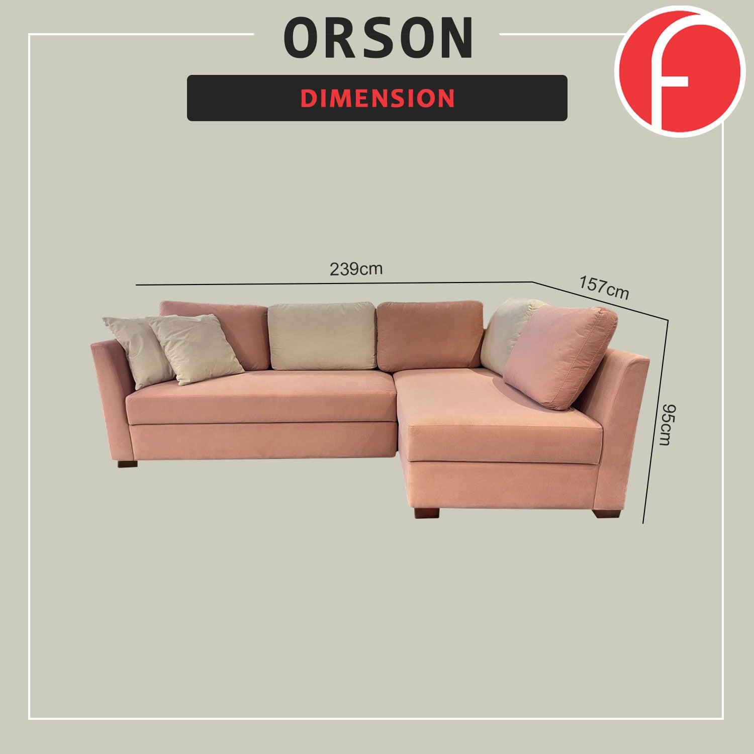Orson 3-Seater L-Shaped Sofa with Storage High Density Foam w/ PetFriendly Options