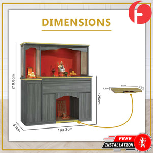 Vaughn Oriental Altar Table with Top Altar Cabinet Fire Resistant Laminated Board