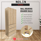 Nolin Modern 2 Door Hanging Wardrobe + 3 Layer Drawer Laminated Back Panel