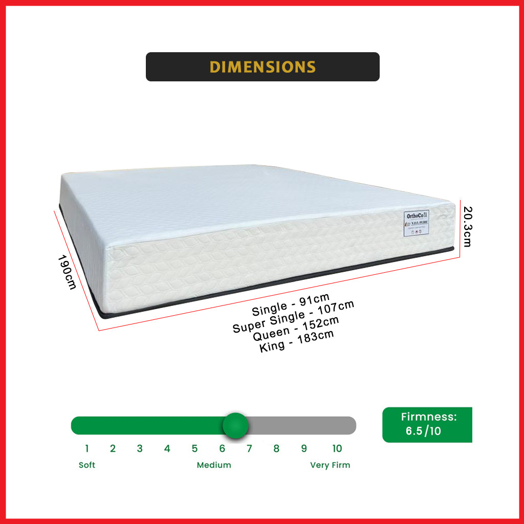 Orthocoil 8" Nasa Pedic Memory Foam Mattress Orthopedic - All Size Available