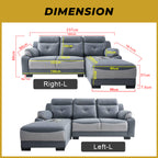 Maine 3-Seater L-Shaped Sofa Pocketed Spring in 50 Colour - w/ PetFriendly Fabric