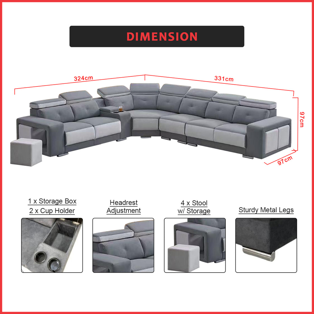 Rissa L-Shaped Big Corner Sofa Set PetFriendly Scratch-Resistant with Coffee Table