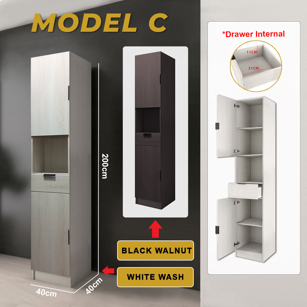 Jimae Series Modular Kitchen Cabinet with Hanging Cabinet in 2 Colours (Model C)