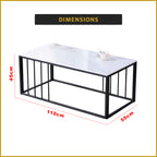 Ozias Center Coffee Table Heat Resistant Glossy Ceramic Top with Steel Legs