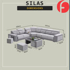 Silas Corner Set Sofa Pocket Spring in 47 Colour - w/ PetFriendly Fabric Option