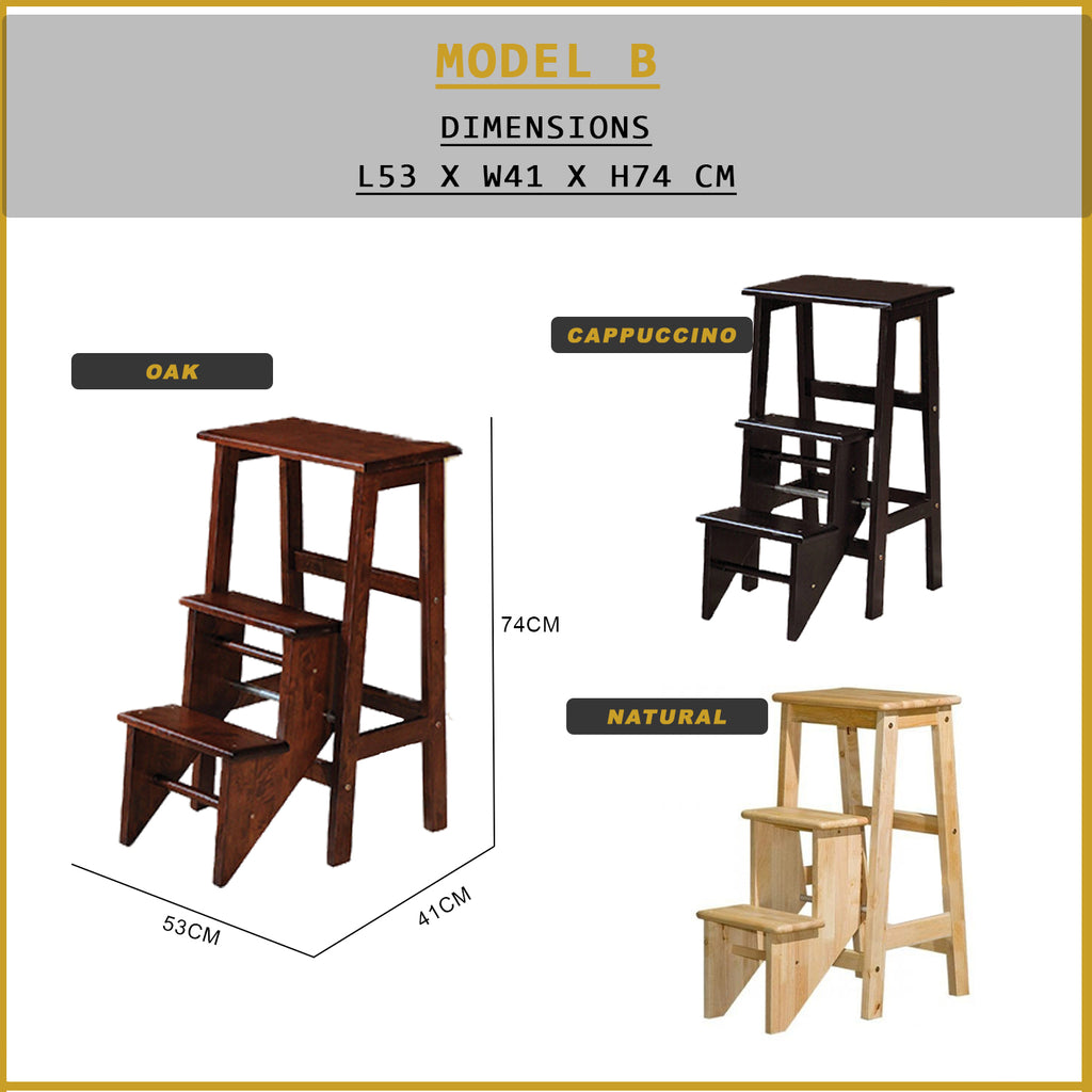 Sala Modern Solid Wood Step Chair N-Step Chair / Foldable Step Stool in 3 Models