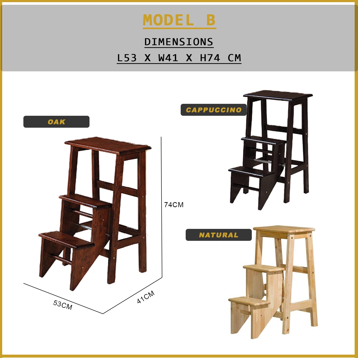 Sala Modern Solid Wood Step Chair N-Step Chair / Foldable Step Stool in 3 Models