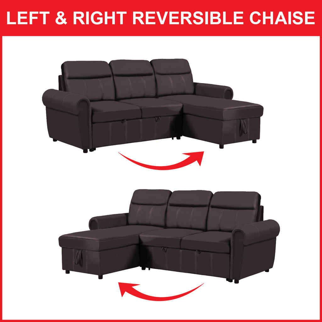 Margo Sleeper Sectional Reversible Sofa in 2 Colours