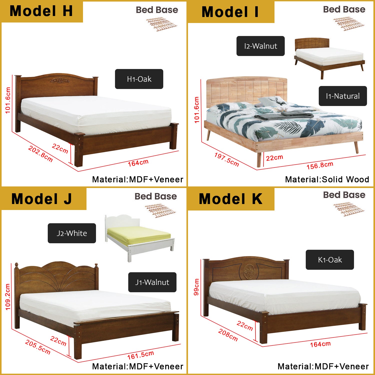 Britton Wooden Bedframe Collection Solid Wood - Queen Size with Mattress Option