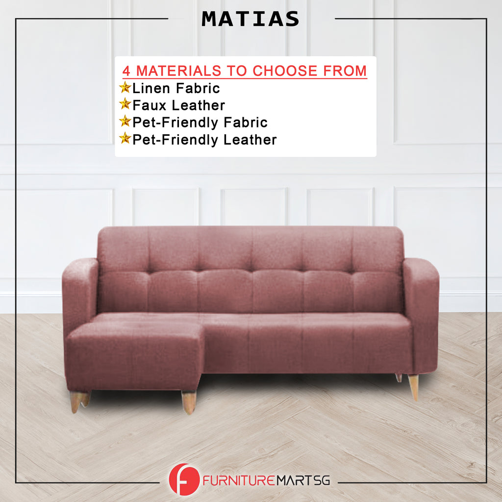 Matias 1/2/3-Seater Sofa with Stool High Density Foam w/ PetFriendly Options