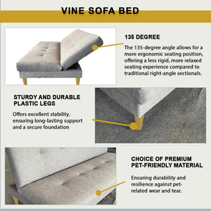 Vine 3-Seater Sofa Bed High Density Foam Cushion w/ PetFriendly Options