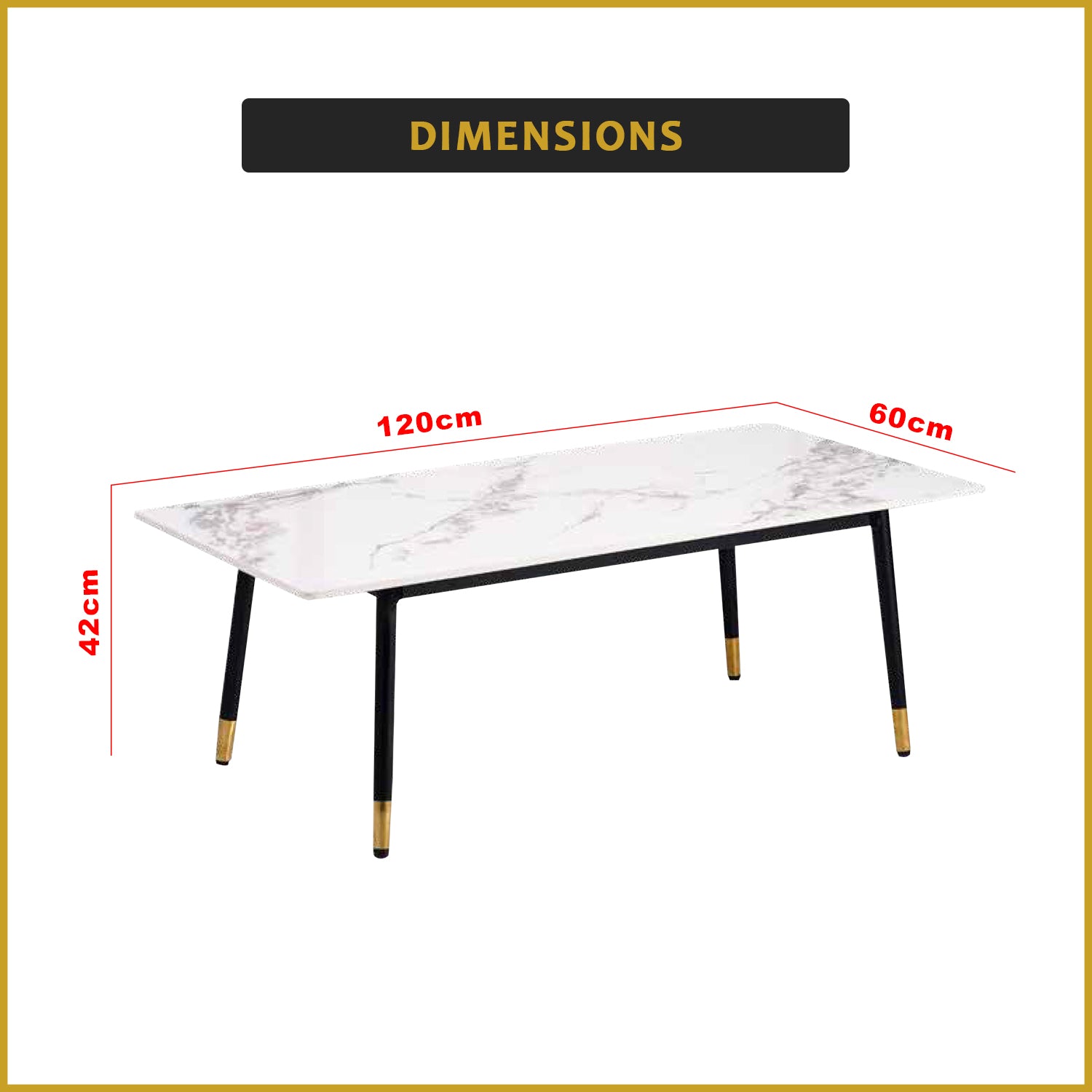 Malia Center Coffee Table Heat Resistant Glossy Ceramic Top with Steel Legs