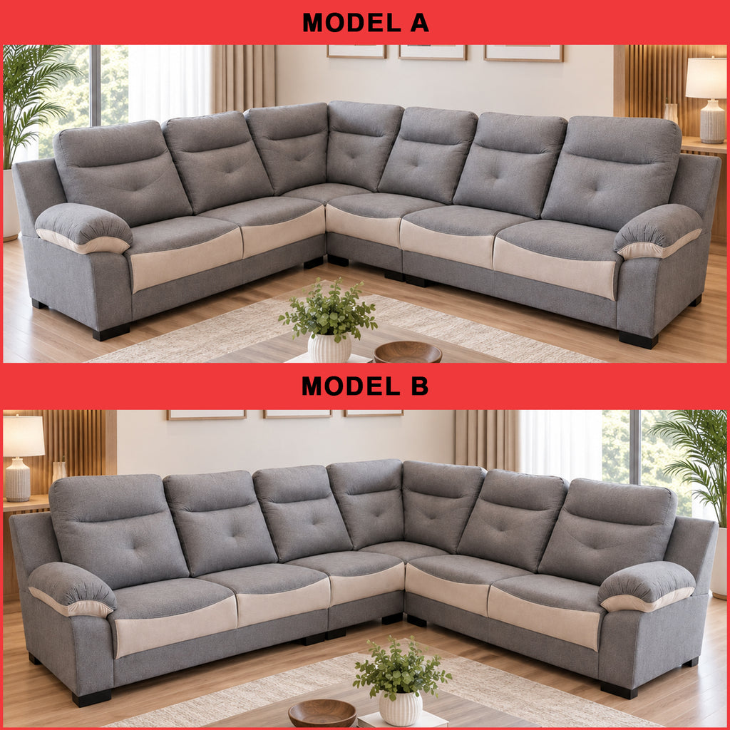 Lowen 5-Seater L-Shaped Corner Sofa with Pet-Friendly Fabric Scratch & Claw-Resistant