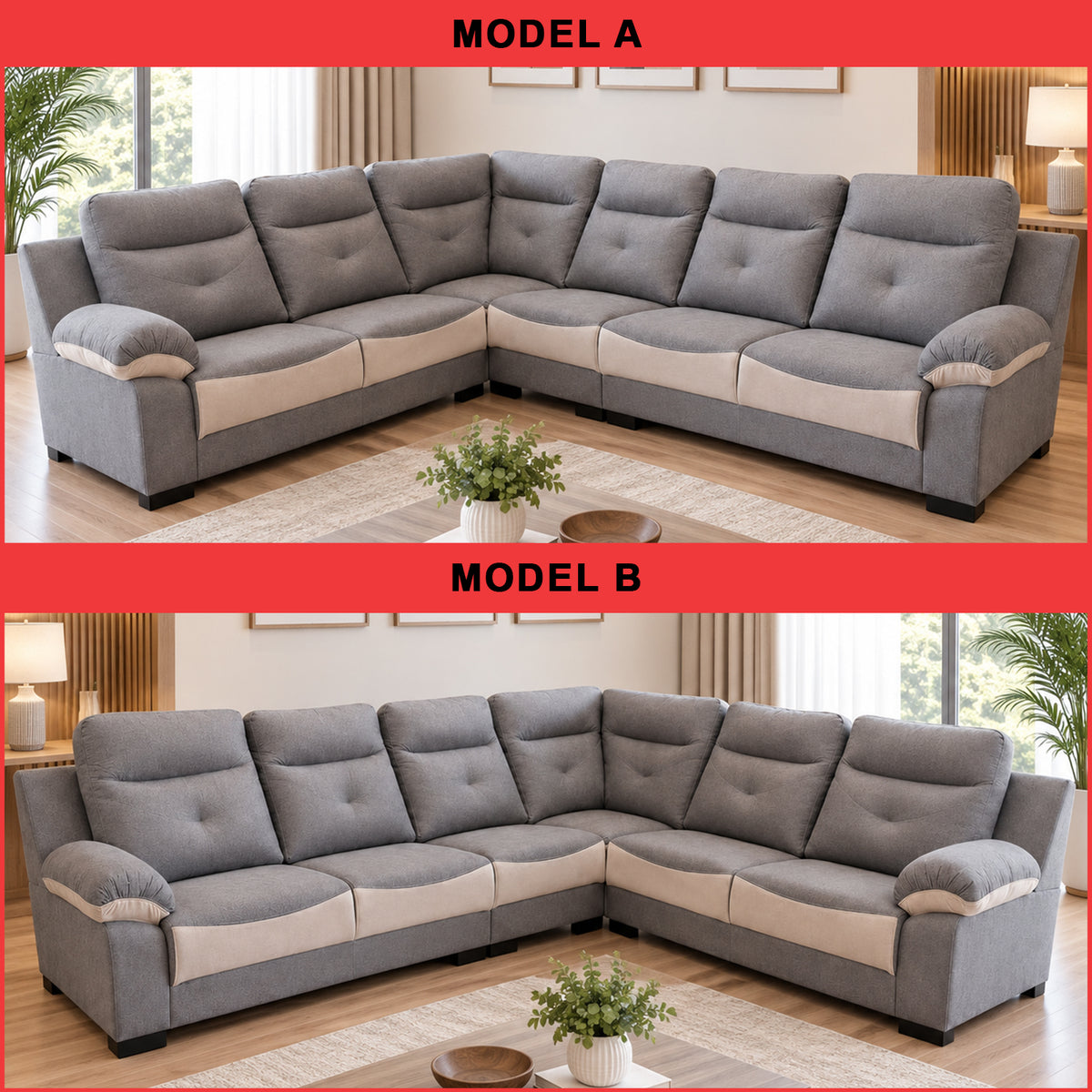Lowen 5-Seater L-Shaped Corner Sofa with Pet-Friendly Fabric Scratch & Claw-Resistant