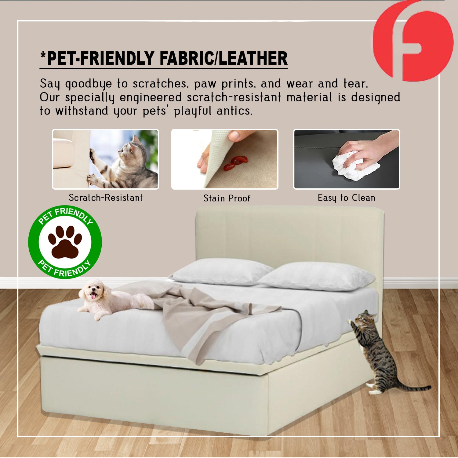 Spanish 14"/16"/18" SBD Storage Bed  w/ PetFriendly Scratch-resist Option/ All Sizes