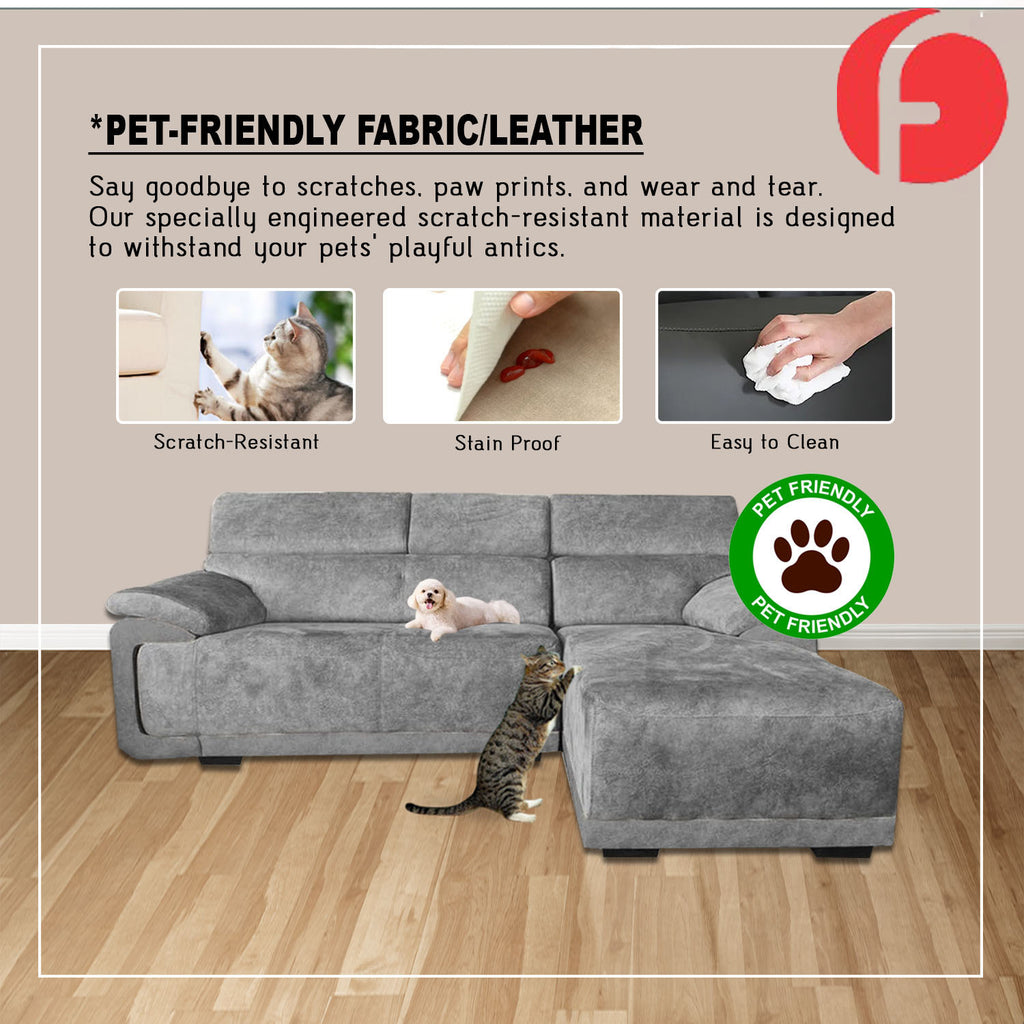 Murah L-Shaped Sofa in 48 Colour - w/ PetFriendly Options