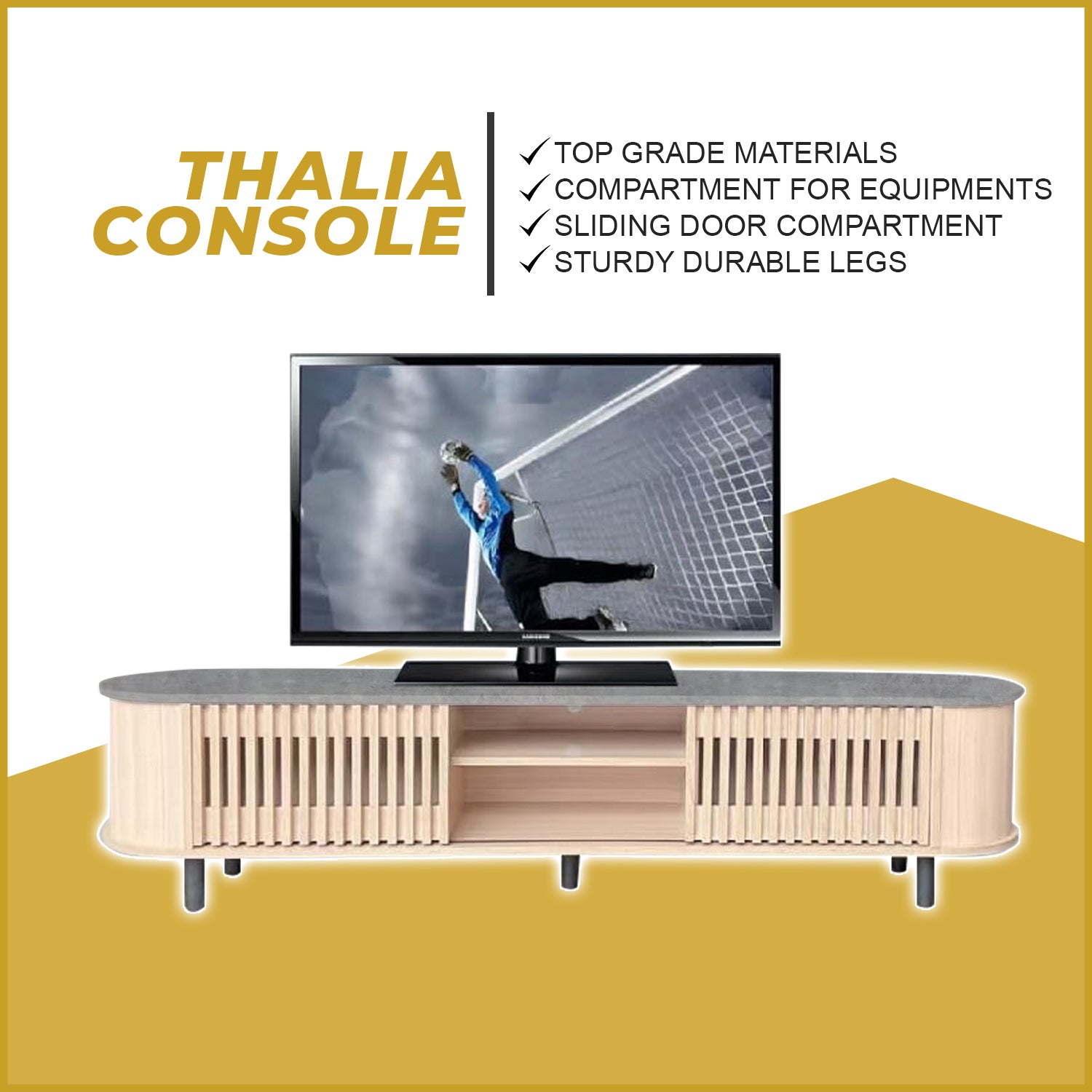 Thalia Series 2 Premium TV Console with Compartment/Drawer Storage