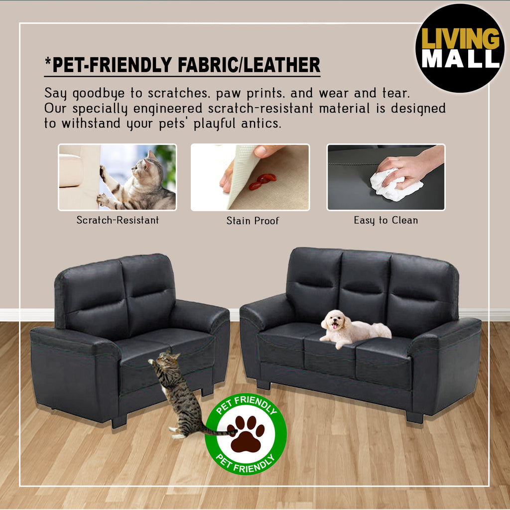 Bangkit Sofa Set 2/3-Seater in 47 Colour -w/ PetFriendly Fabric/Faux Leather Options