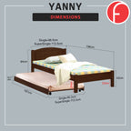 Yanny Pull-Out Bed Single, Super Single Solid Rubberwood Bed Frame w/ Mattress Option