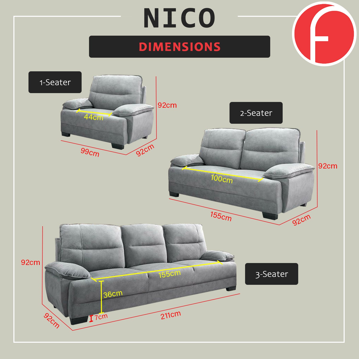Nico 1/2/3-Seater L-Shaped Sofa with Pet-Friendly Fabric Scratch-Resistant & Claw-Resistant
