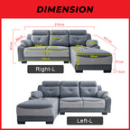 Maine 3-Seater L-Shaped Sofa Pocketed Spring in 50 Colour - w/ PetFriendly Fabric